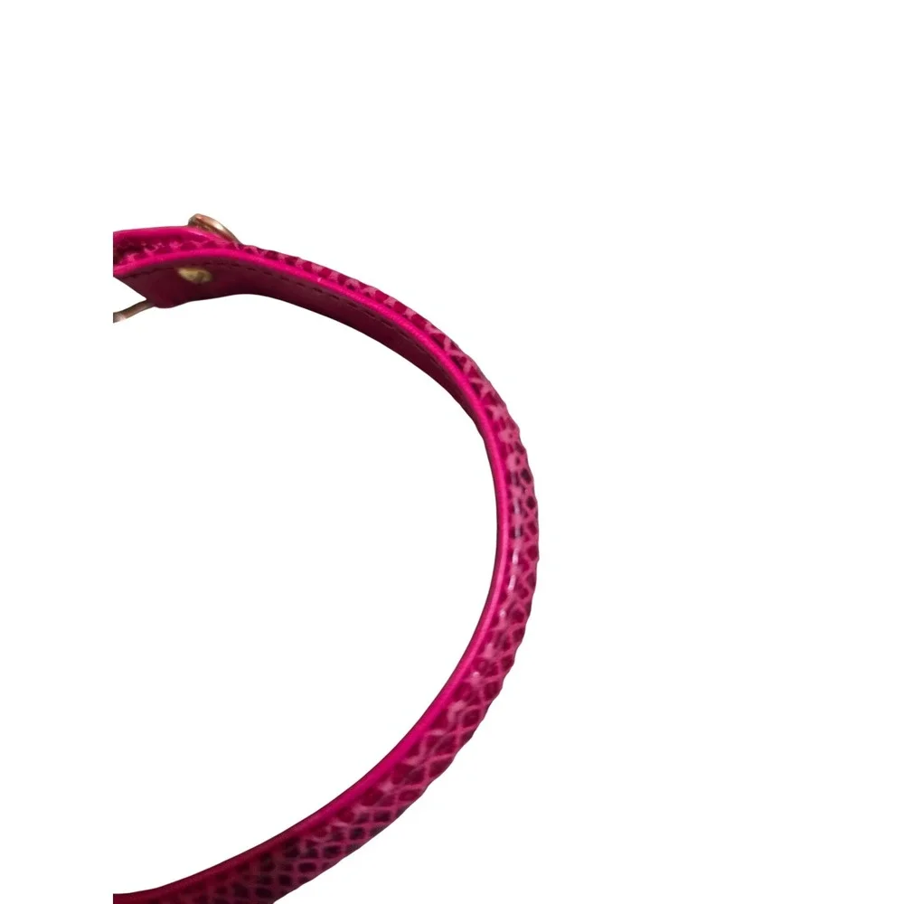 Vintage Style Magenta Faux Snakeskin Frame Handbag Gold Hardware Top Handle Bag
